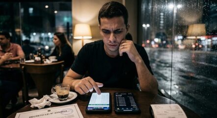 Fim das bets: pessoa conferindo o saldo de apostas e o extrato do banco no celular